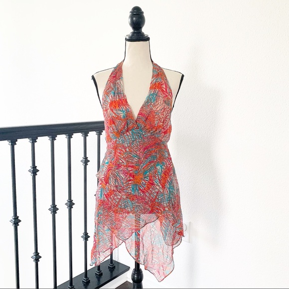 BCBGMaxAzria Tops - BCBGMaxazaria Tropical 90s Style Halter Top